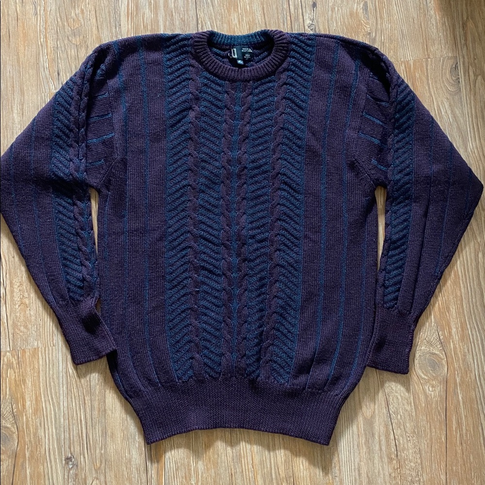 Men's Navy Cable Knit Sweater by Dunhill